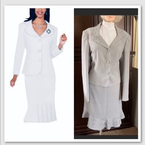 Vtg Emily Grey 2-pc Embroidered Beaded Plus Size16